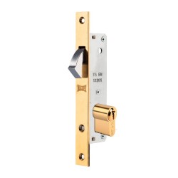 Mecanismo de embutir de gancho con cilindro estandar latón brillante 201-20 Kale Kilit