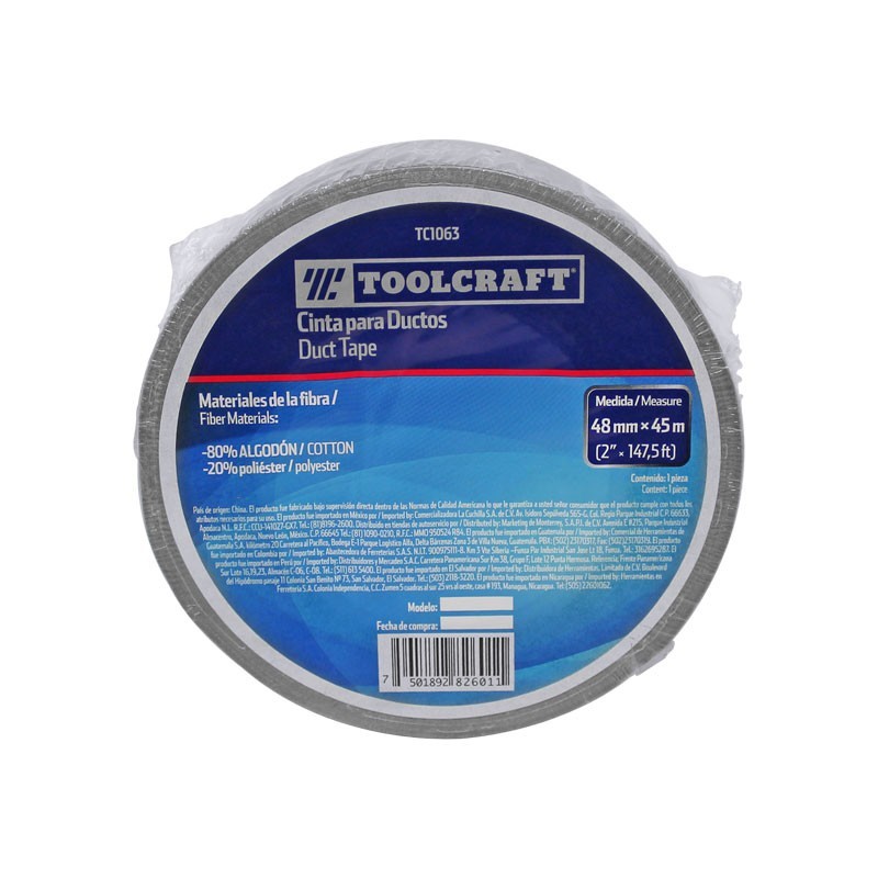 Cinta para ducto color gris 48 mm x 45 m TC1063 Toolcraft
