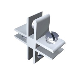Conector para vidrio cruz con opresores Herralum