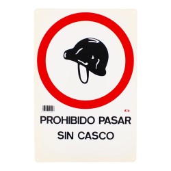 Señalamiento "Prohibido pasar sin casco" 30 x 45 cm