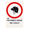 Señalamiento "Prohibido pasar sin casco" 30 x 45 cm