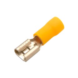 Terminal de latón tipo faston, hembra, con forro amarillo TFAA-1/4L Steren
