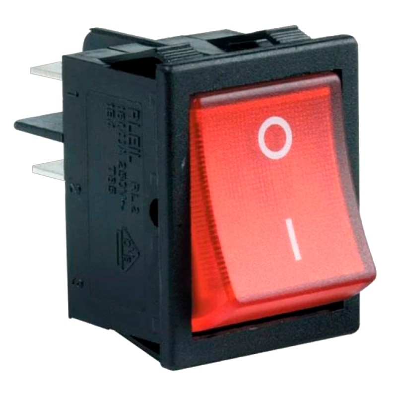 Switch de balancín, de 2 polos, 1 tiro, 2 posiciones, con piloto BTS-18 Steren