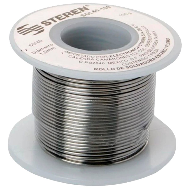 Rollo de 100 gramos de soldadura con aleación estaño/plomo (60/40) SOL60-100 Steren