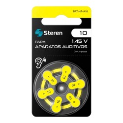 Pila tipo botón ZA10 para aparatos auditivos BAT-HA-A10 Steren