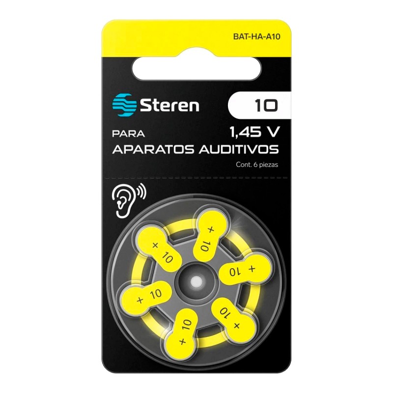 Pila tipo botón ZA10 para aparatos auditivos BAT-HA-A10 Steren
