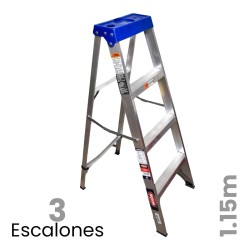 Escalera De Tijera Aluminio C/plataforma Akron 3 Escalones 81-89 90kg