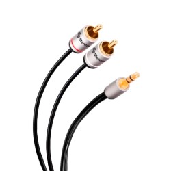 Cable plug 3,5 mm a 2 plug RCA de 1,8 m, ultradelgado y conectores reforzados 297-045 Steren