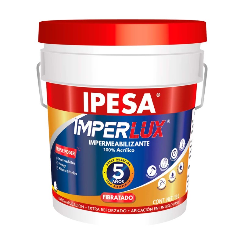 Impermeabilizante fibratado 5 años Imper Lux blanco 19 litros 9052 IPESA