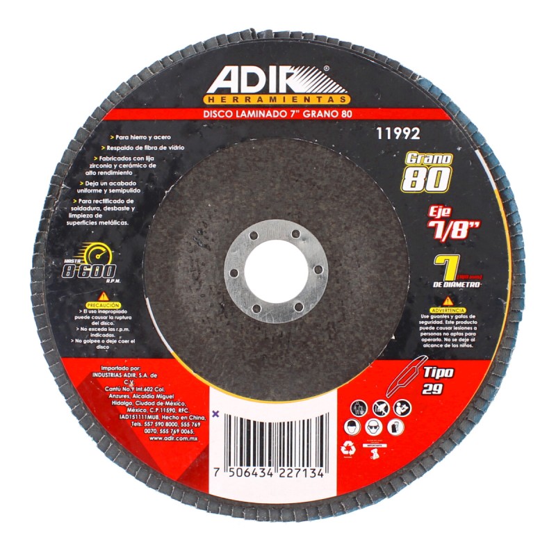 Disco laminado 7" grano 80 11992 Adir