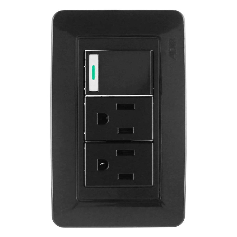 Placa con 1 apagador sencillo y 2 contactos Capri 9957 Adir