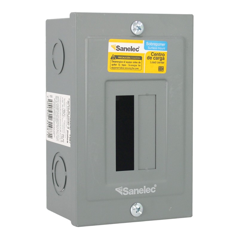 Centro de carga de 2 unidades 50 Amp de sobreponer 1487 Sanelec
