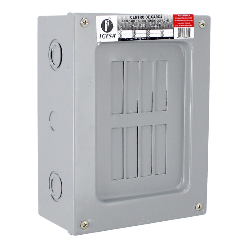Centro de carga de 8 unidades 100 Amp de sobreponer CC08S IGESA