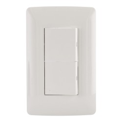 Placa con 1 apagador sencillo y 1 apagador de escalera línea Italia 4545 Sanelec