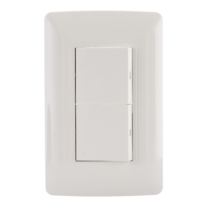 Placa con 1 apagador sencillo y 1 apagador de escalera línea Italia 4545 Sanelec