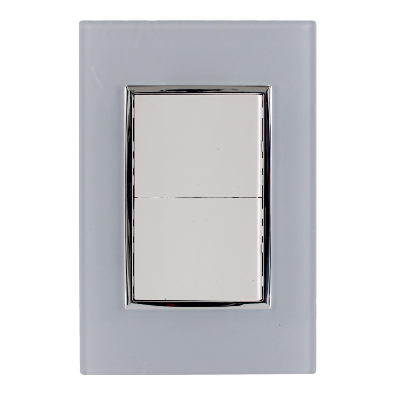 Placa con apagador doble línea Venecia 4475 Sanelec