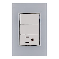 Placa con apagador y contacto línea Venecia 4473 Sanelec