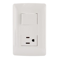 Placa con apagador y contacto línea Toscana 4459 Sanelec