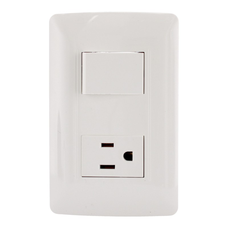 Placa con apagador y contacto línea Toscana 4459 Sanelec