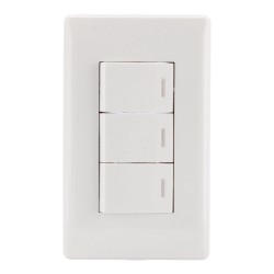 Placa con apagador triple línea Italia 4448 Sanelec