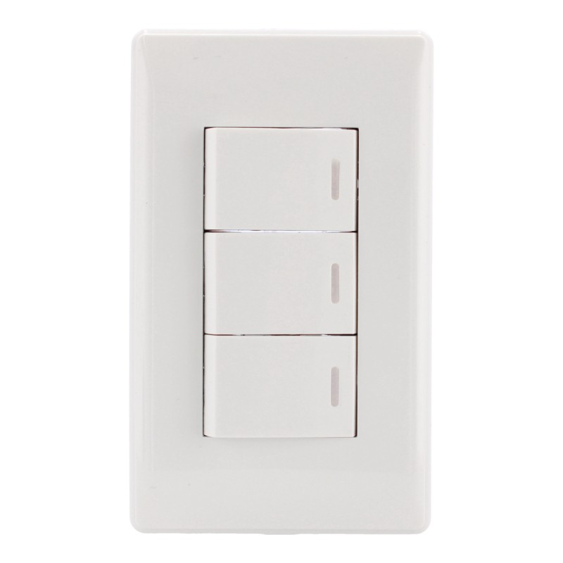 Placa con apagador triple línea Italia 4448 Sanelec