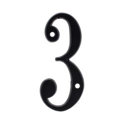 Número "3" de latón sólido 4" Negro 13659 Adir