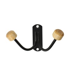 Perchero doble con puntas de madera negro