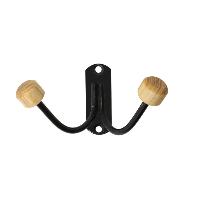 Perchero doble con puntas de madera negro