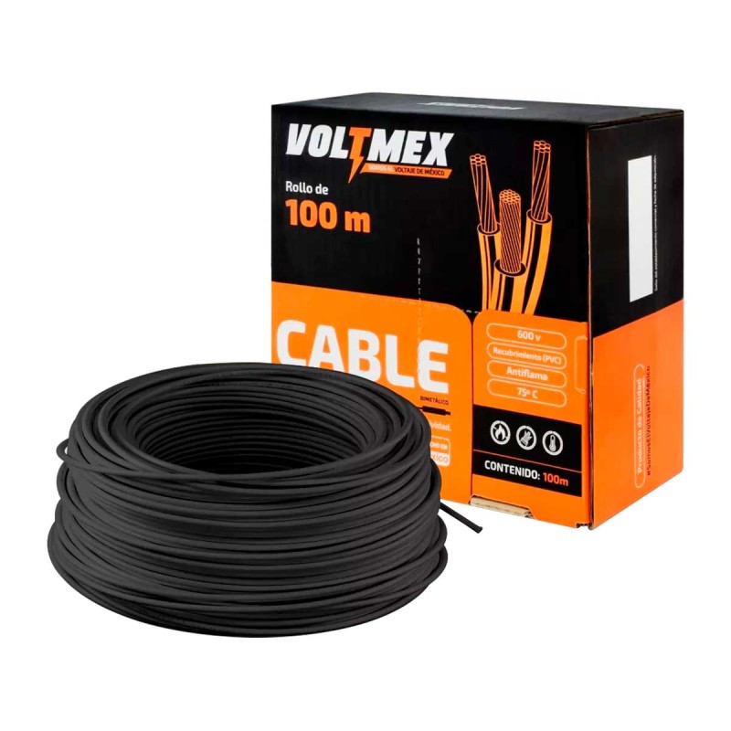 Cable eléctrico THW calibre 10 negro 100 metros VOLTMEX