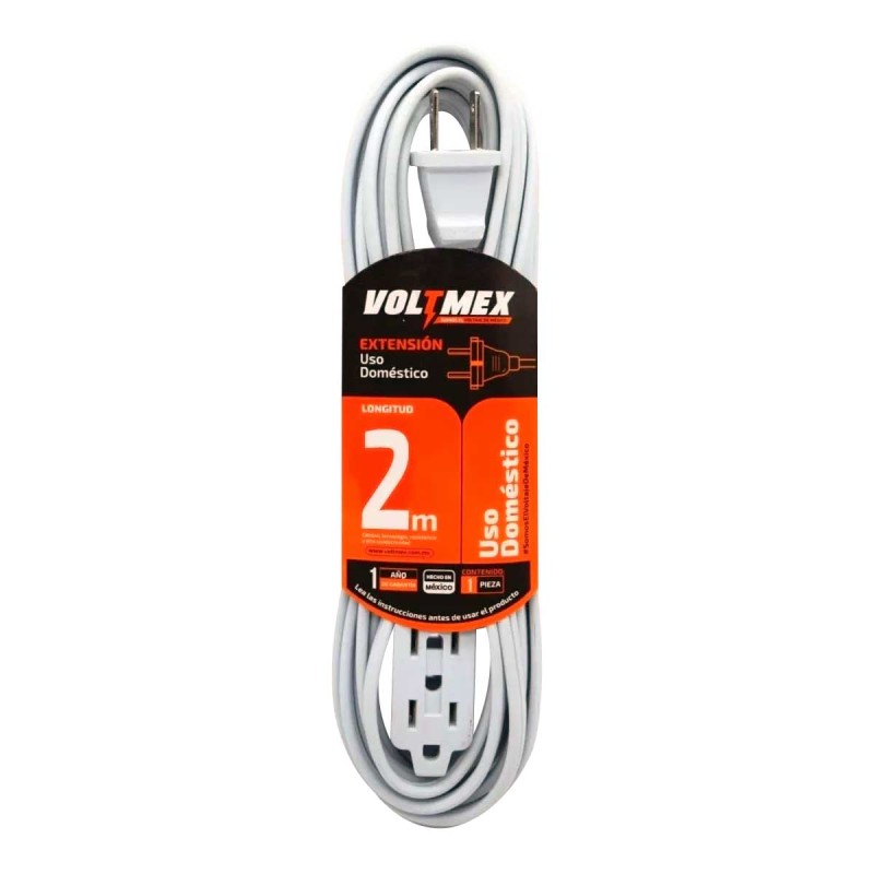 Extensión uso doméstico 2 metros 2x18 AWG VOLTMEX