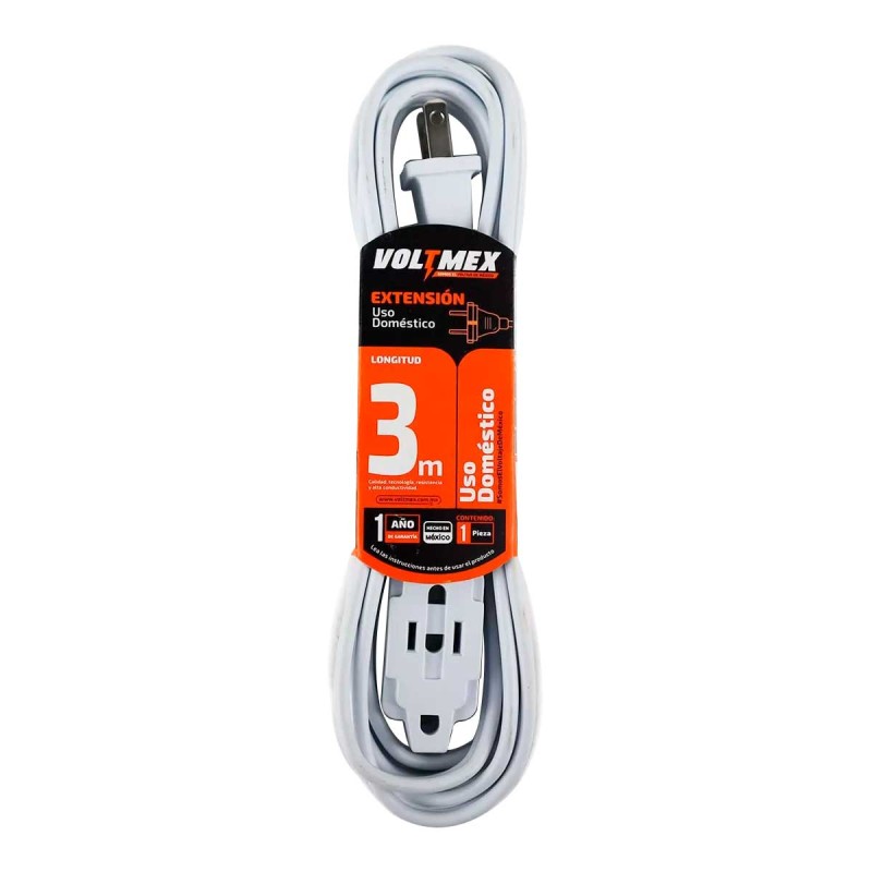 Extensión uso domestico 3 metros 2x18 AWG VOLTMEX