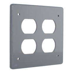 Tapa no metálica pesada cuadrada para 2 tomas dobles gris TPRD019G ARGOS