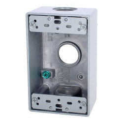 Caja rectangular de aluminio con 3 orificios de 3/4" 9840030 ARGOS