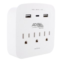 Derivador de pared de tres tomas con supresor de picos 490 J 15393 Adir