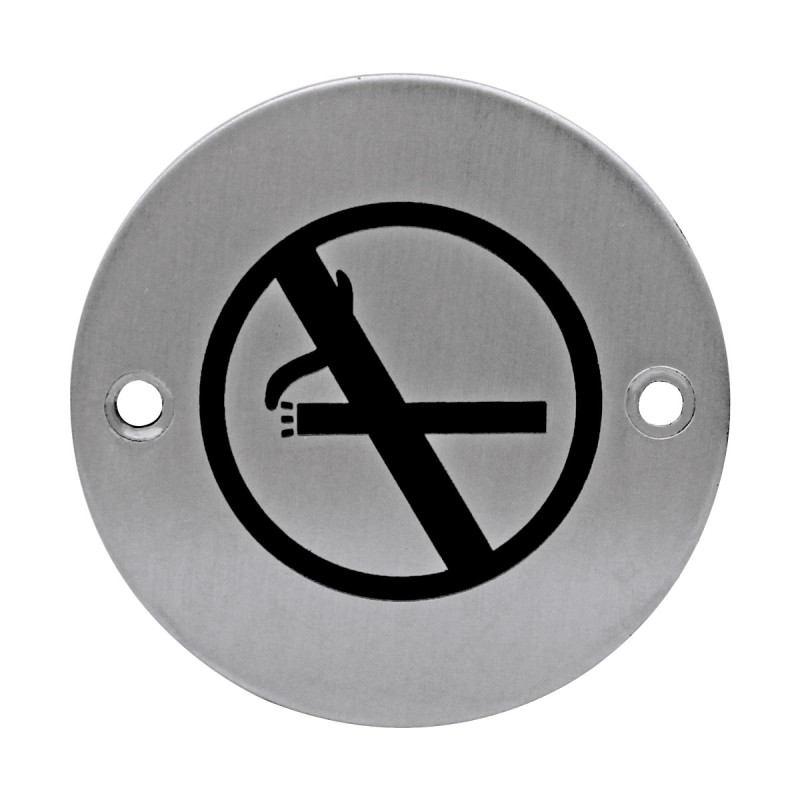 Letrero redondo NO FUMAR acero inoxidable Ashico