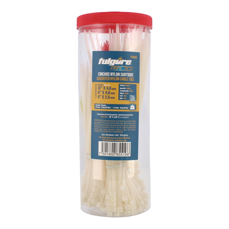 Cinchos de nylon surtidos 650 piezas FP0009 Fulgore