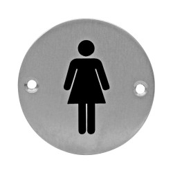 Letrero redondo para WC mujeres acero inoxidable Ashico