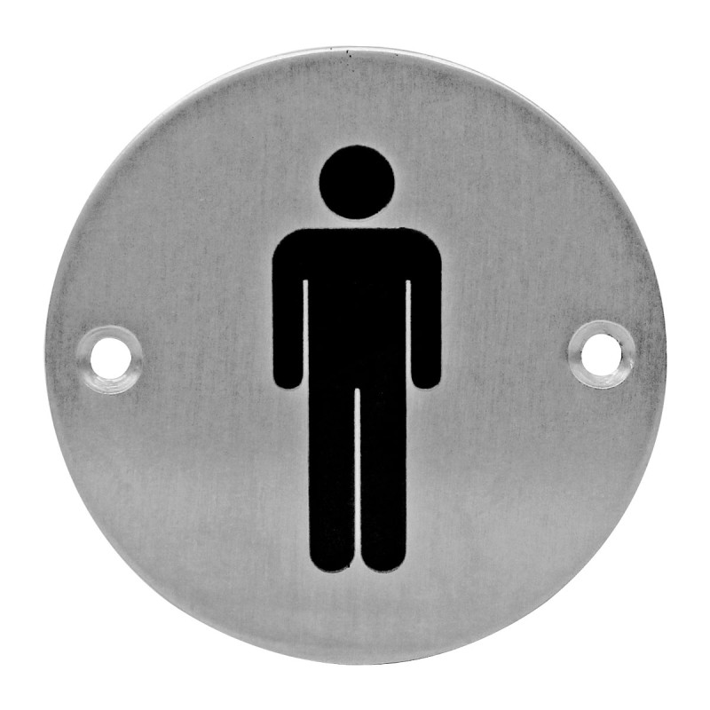 Letrero redondo para WC hombre acero inoxidable Ashico
