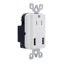 Receptáculo aterrizado con doble USB FU1328 Fulgore