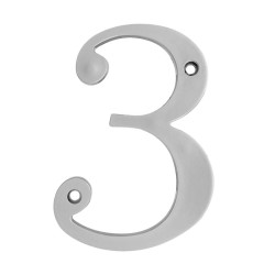 Número decorativo 3 de 4" niquel satinado Ashico