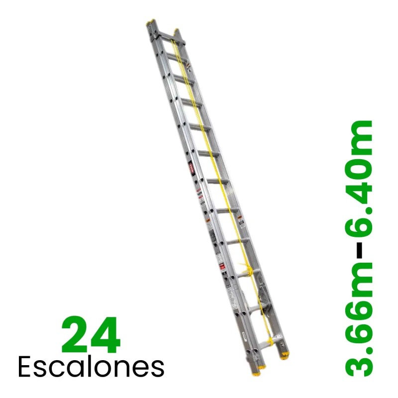 Escalera de Extensión de Aluminio Tubular 24 Escalones 77-317