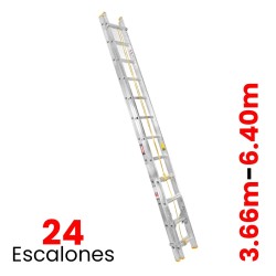 Escalera de Extensión de Aluminio Tubular Akron 24 Escalones 77-29