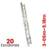 Escalera de Extensión de Aluminio Akron Tubular 20 Escalones 77-28
