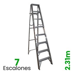 Escalera de Tijera Aluminio Akron 7 Escalones con Plataforma de Aluminio y Porta Cubeta 77-25