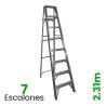 Escalera de Tijera Aluminio Akron 7 Escalones con Plataforma de Aluminio y Porta Cubeta 77-25