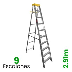 Escalera de Tijera de Aluminio Akron 9 Escalones, con Porta Cubeta 77-24