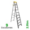 Escalera de Tijera de Aluminio Akron 9 Escalones, con Porta Cubeta 77-24