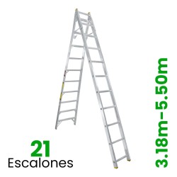 Escalera Convertible de Aluminio Akron 21 Escalones 77-21