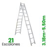 Escalera Convertible de Aluminio Akron 21 Escalones 77-21