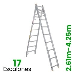 Escalera Convertible de Aluminio Akron 17 Escalones 77-20